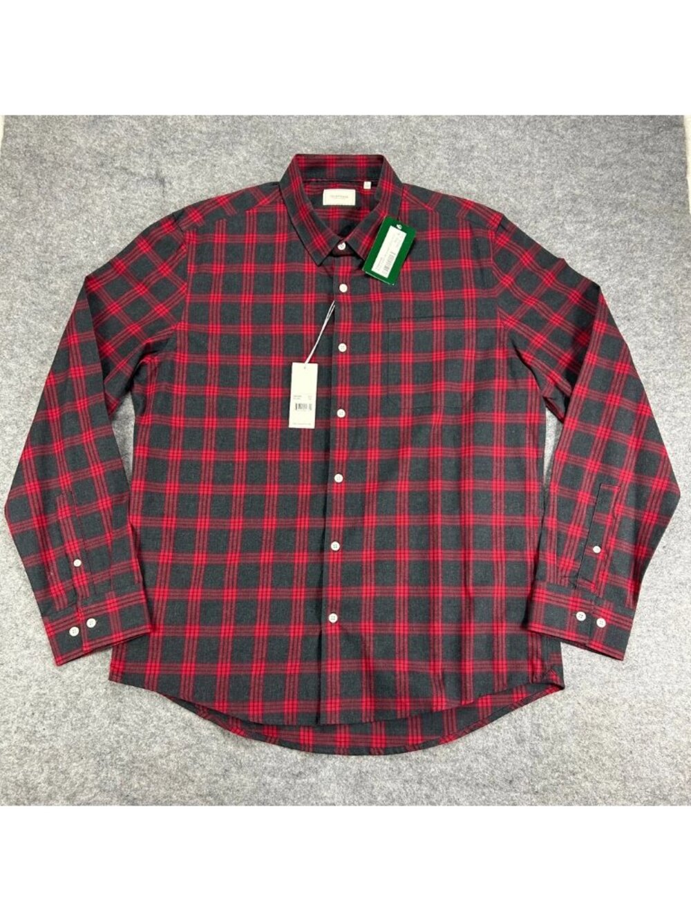 NWT 7 Diamond Button-Up Shirt Mens XL Red Black Plaid Rose Golden Brushed Cotton